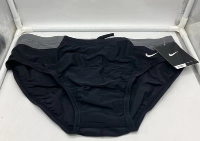 NEW NIKE Men's PERFORMANCE Victory Colorblock Black/Gray Brief Swimwear Sz 36 - Image 1 of 4
