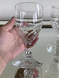 BEAUTIFUL SET OF 3 HEAVY CUT CRYSTAL STEM DRINKING GOBLET GLASSES 6.75" - Picture 1 of 5