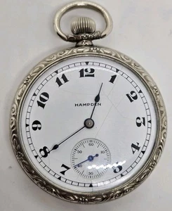Antique Working 1910 HAMPDEN 302 Gents Art Deco Pocket Watch 12s - Picture 1 of 14