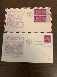 CIVIL WAR US FDC #1036 LINCOLN PENT ARTS CACHET 4 BLK/AIR MAIL + SINGLE (2) - Picture 1 of 2