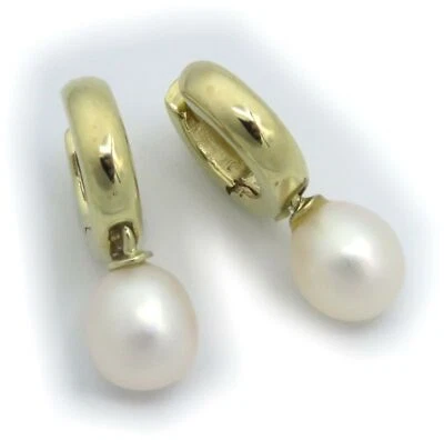 Nuevos Pendientes Aro Criollos Oro Amarillo 333 8 quilates Perla Gota Oro Blanco Foto 1 de 4