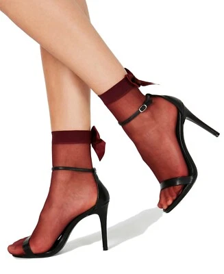 INC International Concepts INC Women's Anklet Bow Back Fashion Sock Burgundy - Image 1 of 2