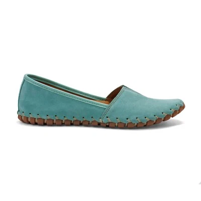 Women Spring Step Kathaleta Mint Green Suede Loafer Arch Support Comfort Flats - Image 1 of 4