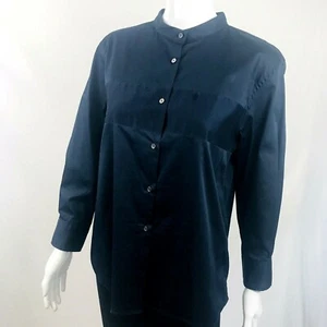 Lareida Damen Bluse Seidenmischung 42 Marine Schweiz Designer Luxus Band Kragen - Bild 1 von 8