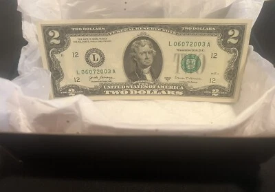 🍀$2 Bill 🎉BIRTHDAY NOTE🎉Uncirculated 🎉06-07-2003🎉 - Image 1 of 3