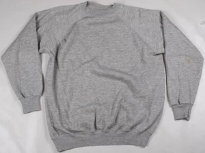 Vintage 1980s Hanes Tri-Blend USA Made Raglan Sweater Gray Men's Size LARGE/XL - Picture 1 of 6