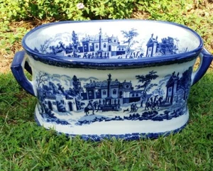 Chinoiserie Jumbo Blue white Foot Bath Orchid Planter 18" 10" 8.5" G Millennial - Picture 1 of 5