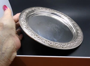 Tiffany 8" Sterling Fancy Pattern Tray 14.45 ounces Mono HC #5765-6091 - Picture 1 of 9