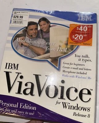 NEW VINTAGE Old Stock IBM ViaVoice for Windows Release 8 Personal Edition CD-ROM - Image 1 of 2