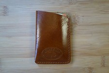 HANDMADE LEATHER Card holder cash  sleeve business cards money clip ID wallet