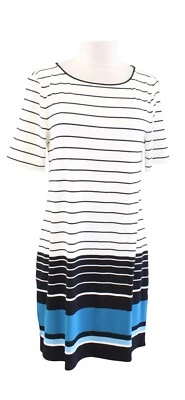 Vestido recto camiseta tejido manga corta a rayas talla grande mercado negro de la Casa Blanca Foto 1 de 4