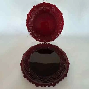 Vintage Avon 1876 Cape Cod Ruby Red Glass Nice Salad/Dessert Plate 7” Set Of 2 - Picture 1 of 5