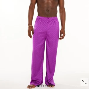 Savage X Fenty Purple Monogram Satin Lounge Pajama Pants Size Medium - Picture 1 of 7