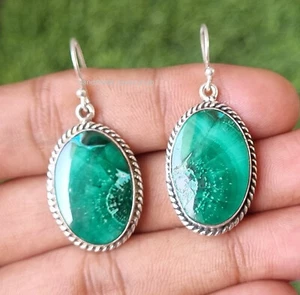 Dazzling Malachite Gemstone Earrings 925 Sterling Silver Handmade Gift PG2084 - Picture 1 of 5
