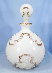 Victorian Cologne Perfume Bottle Milk Glass Roses Lily of the Valley Flowers #6 - Picture 1 of 7
