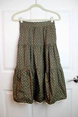 Handmade Vintage VIP Fabric Cranston Print Works Micro Floral Prairie Skirt XS-S - Image 1 of 4