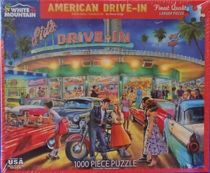White Mountain Puzzles 'AMERICAN DRIVE-IN' 1000pc Jigsaw Puzzle - Picture 1 of 3