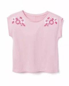 NWT Gymboree Girls Camp Must Haves Pink Embroidered Flowers Crop Top Shirt Xs 4 - Picture 1 of 1