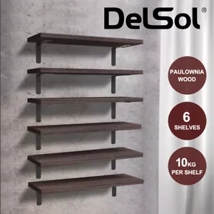 DelSol Set of 6 Floating Shelf Wall Mount Bracket Display Shelves Bookshelf Rack - Picture 1 of 9