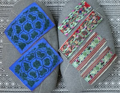 Lot de 6 pièces en soie et coton brodé - Chine XXe siècle - en parfait état - Photo 1/4