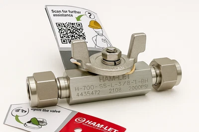 Ham-Let H-700-SS-L-3/8-T-BH 3/8" SS Ball Valve Let-Lok Fittings New in Box - Image 1 of 4