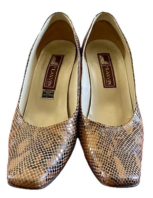 LANVIN Paris Chic 蛇皮浮雕经典皮革 PUMPS 尺寸 9 1/2 (25 1/2) — 第 1/4 张图片