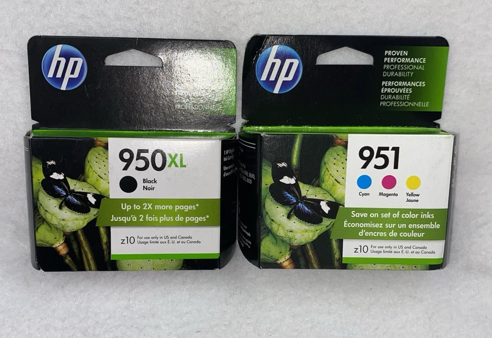Paquete de 2 cartuchos de tinta HP 950XL negros y 951 colores nuevos sellados de fábrica expiran 2018 Foto 1 de 2