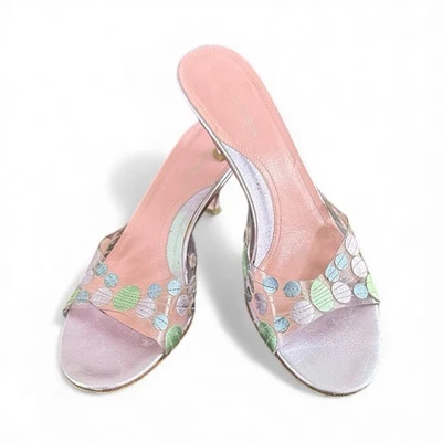 Via Spiga Pastel Purple Metallic Kitten Heel Clear Mules Size 8 - Image 1 of 4