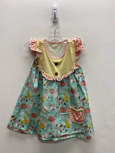 SIZE 7/8 Pink Yellow/Blue Fruit Girl's Dress - Picture 1 of 1