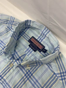 Camisa Vineyard Vines Ballena Abotonada Manga Larga A Cuadros Azul Para Hombre Mediana - Imagen 1 de 12