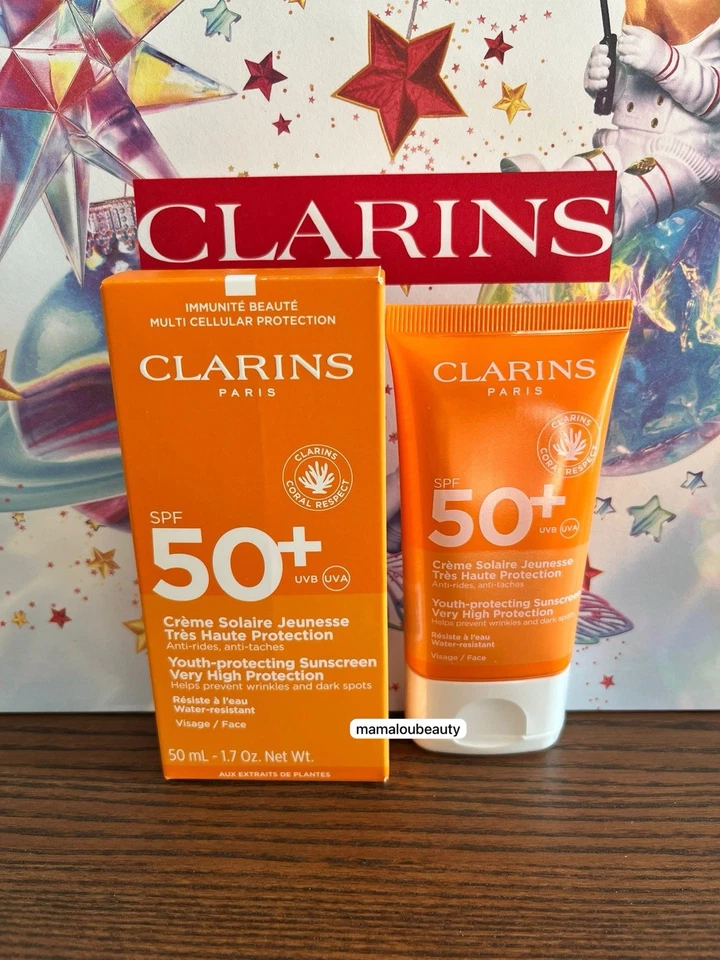 Brand New Clarins Youth-protecting Sunscreen SPF50+ For Face (50ml) Full-size