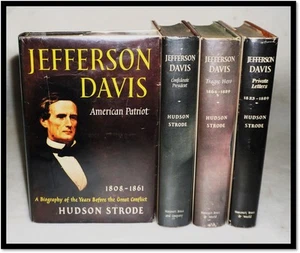 Hudson Strode / Jefferson Davis / 4 Vol Confederate Civil War Political Military - Picture 1 of 10