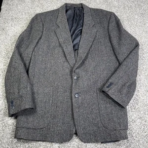 Vintage Christian Dior Blazer Mens 44 Long Wool Herringbone Tweed Sport Coat 90s - Picture 1 of 13