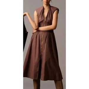 NUEVO CON ETIQUETAS Vestido Camisa Anthropologie The Tommie Manga Gorra Calada Cremallera Frontal Talla M - Imagen 1 de 10