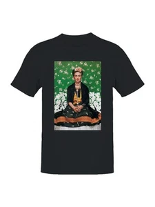Frida Kahlo Vibrant Portrait with Floral Background Women's T-shirt - Picture 1 of 15