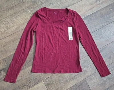 NWT No Boundaries Size M (8-10) Top Shirt Tee Long Sleeves Dark Red Burgundy - Image 1 of 4