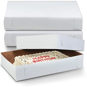 MT Products Weiße Kuchenboxen - 18" x 13" x 3,5" Bäckereiboxen - 50er Pack - Bild 1 von 7