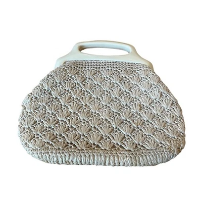 Bolsa de mão vintage Magio tecido ráfia palha Japão 12” de largura anos 60 hippie - Imagem 1 de 4