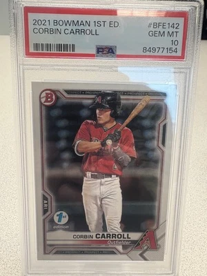 Corbin Carroll 2021 Bowman 1st Edition PSA 10 Baseball Card # BFE-142 - Image 1 of 2