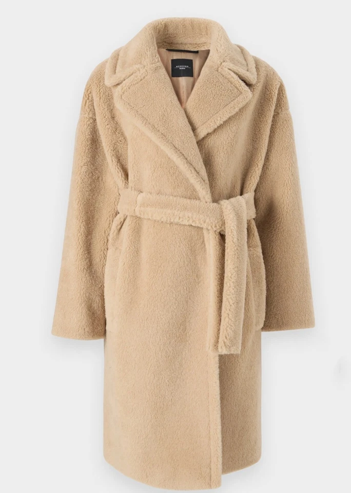 Max Mara Weekend Emmy Wool Robe Coat Beige Faux Fur UK 10 RRP £825 BNWT - Image 1 of 4