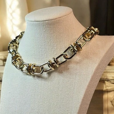 White House Black Market Gold Tone Huge Chunky Link Collar Necklace - Image 1 of 4