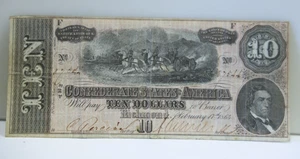 1864 Confederate States of America $10 Bill Richmond VF - Picture 1 of 2