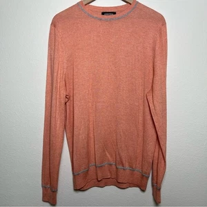 Nordstroms Men Cashmere Silk Sweatshirt Medium Orange Gray Pullover Preppy - Picture 1 of 11