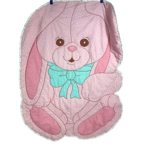 Vintage handmade pink bunny rabbit quilt baby blanket homemade Spring Mills - Picture 1 of 5