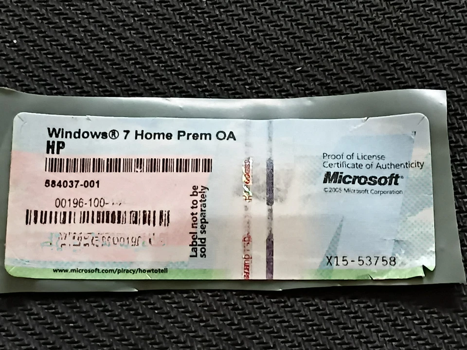 Microsoft  Windows 7 Home Premium 64 /32 Bit , Product Key / COA Sticker Rare !! - Image 1 of 1