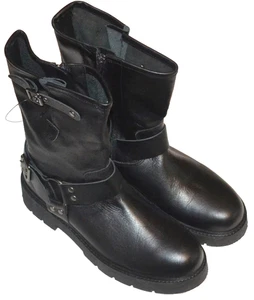 LADIES M&S AUTOGRAPH GENUINE LEATHER BIKER BUCKLE FLAT ROUND TOE BOOTS SIZE 5 - Picture 1 of 6