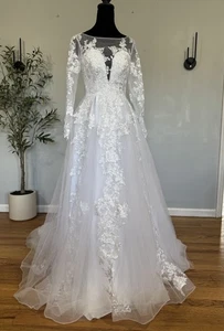 Merry’s Brautkleid Boho-A gefüttert Blumen Schnürapplikation romantisch Gr. 2 skurril - Bild 1 von 12