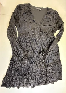 Fashion Nova Dress XL Velvet Burnout Goth Witchy Grunge Long Sleeve Sheer Black - Picture 1 of 14