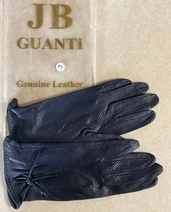 JB Guanti Navy Blue Leather Unlined Daily Gloves Handmade in Italy Size 7.5 - Picture 1 of 10