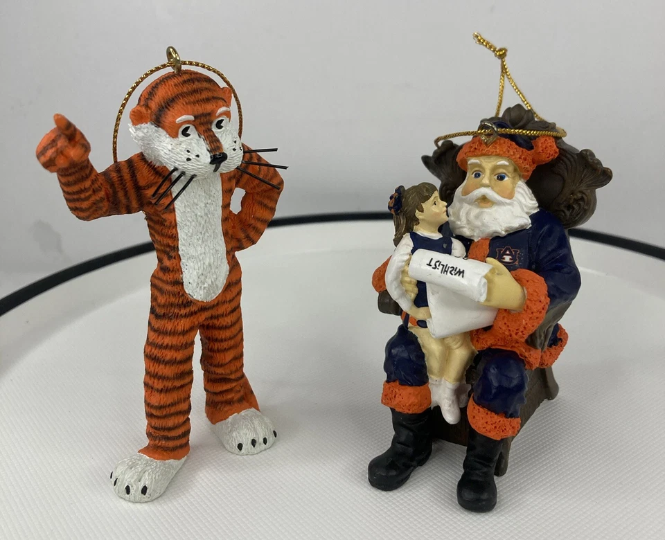 2001 Memory Company Auburn Tigers Santa & Little Girl and Aubie Tiger adornos Foto 1 de 4